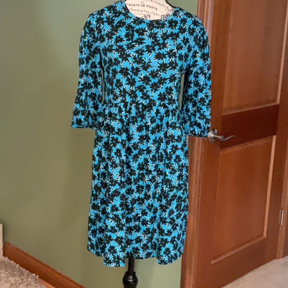 New Look Blue and Black Long Sleeve Dress